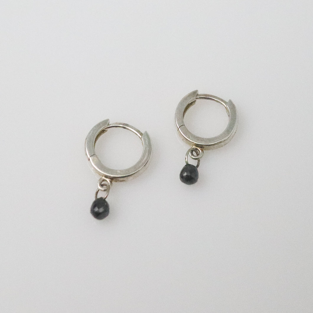 Black Diamond Huggie Earrings