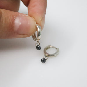 Black Diamond Huggie Earrings