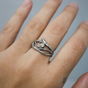 Peridot Twig Ring