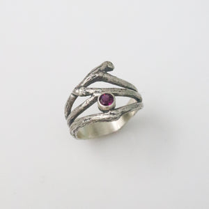 Rhodolite Garnet Twig Ring