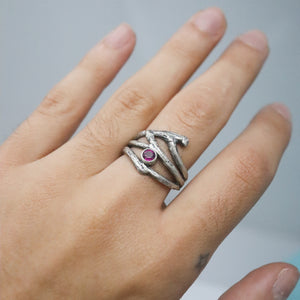 Rhodolite Garnet Twig Ring