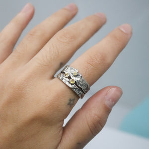 Triple Sapphire Bark Ring