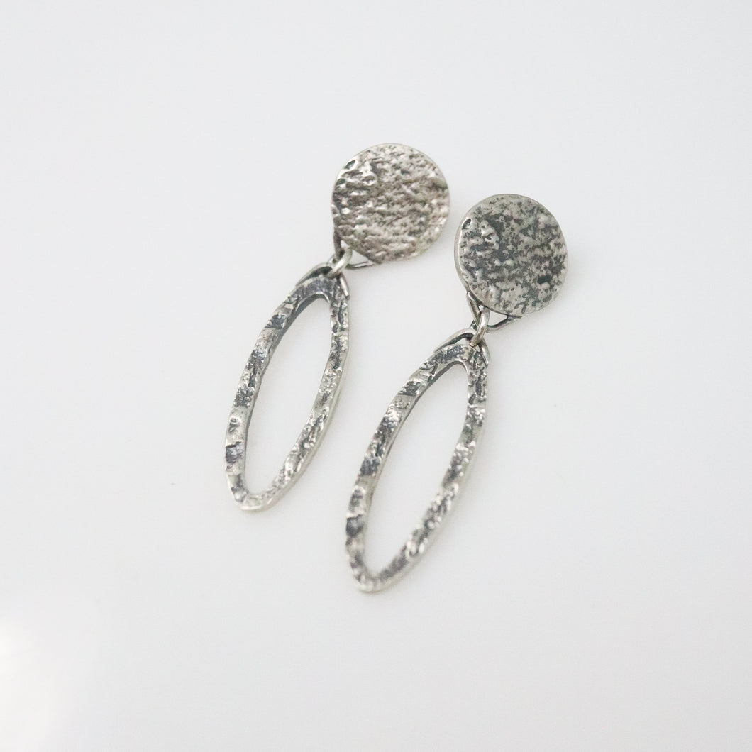 Oval Drop Circle Top Earrings