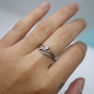 Blue Topaz Twig Ring