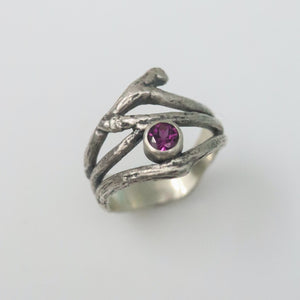 Rhodolite Garnet Twig Ring