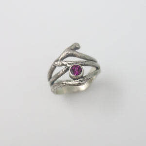 Rhodolite Garnet Twig Ring