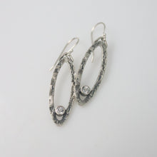 Load image into Gallery viewer, White Sapphire Oval Drop Earrings
