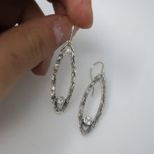 Load image into Gallery viewer, White Sapphire Oval Drop Earrings
