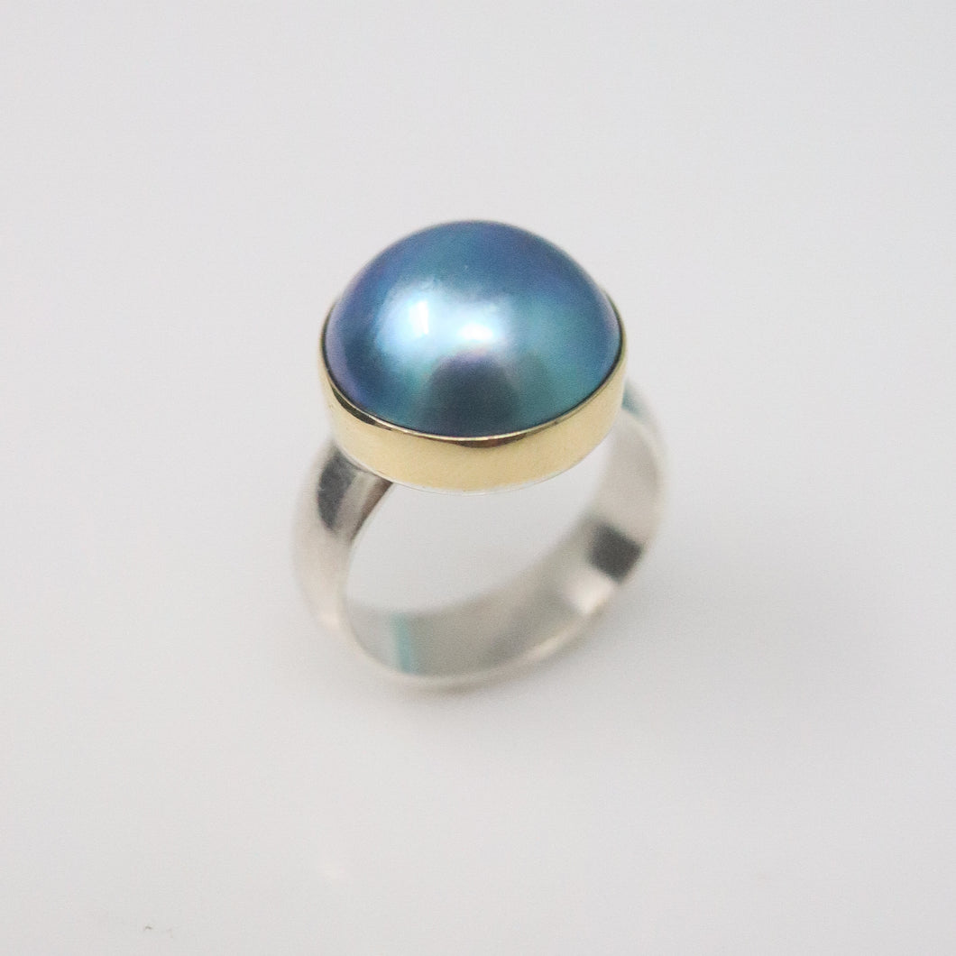 Blue Mabe Pearl Ring