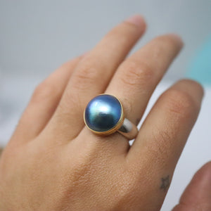 Blue Mabe Pearl Ring