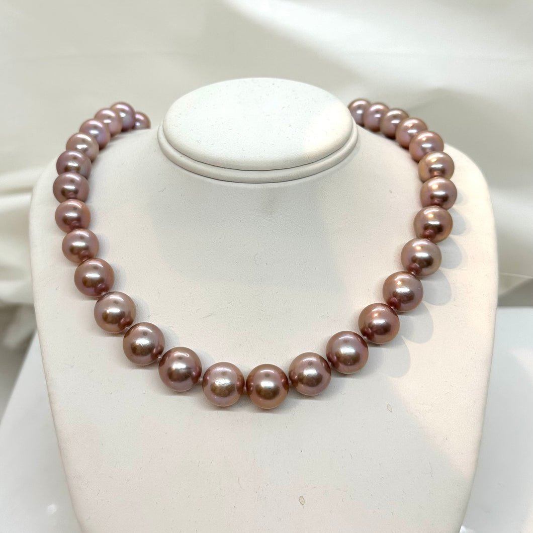 PINK FRESHWATER PEARLS NECKLACE ON SS AND 18K CLASP