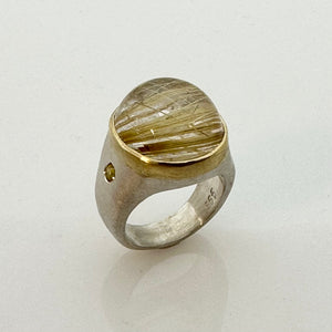 Rutilated quartz w sapphire ring