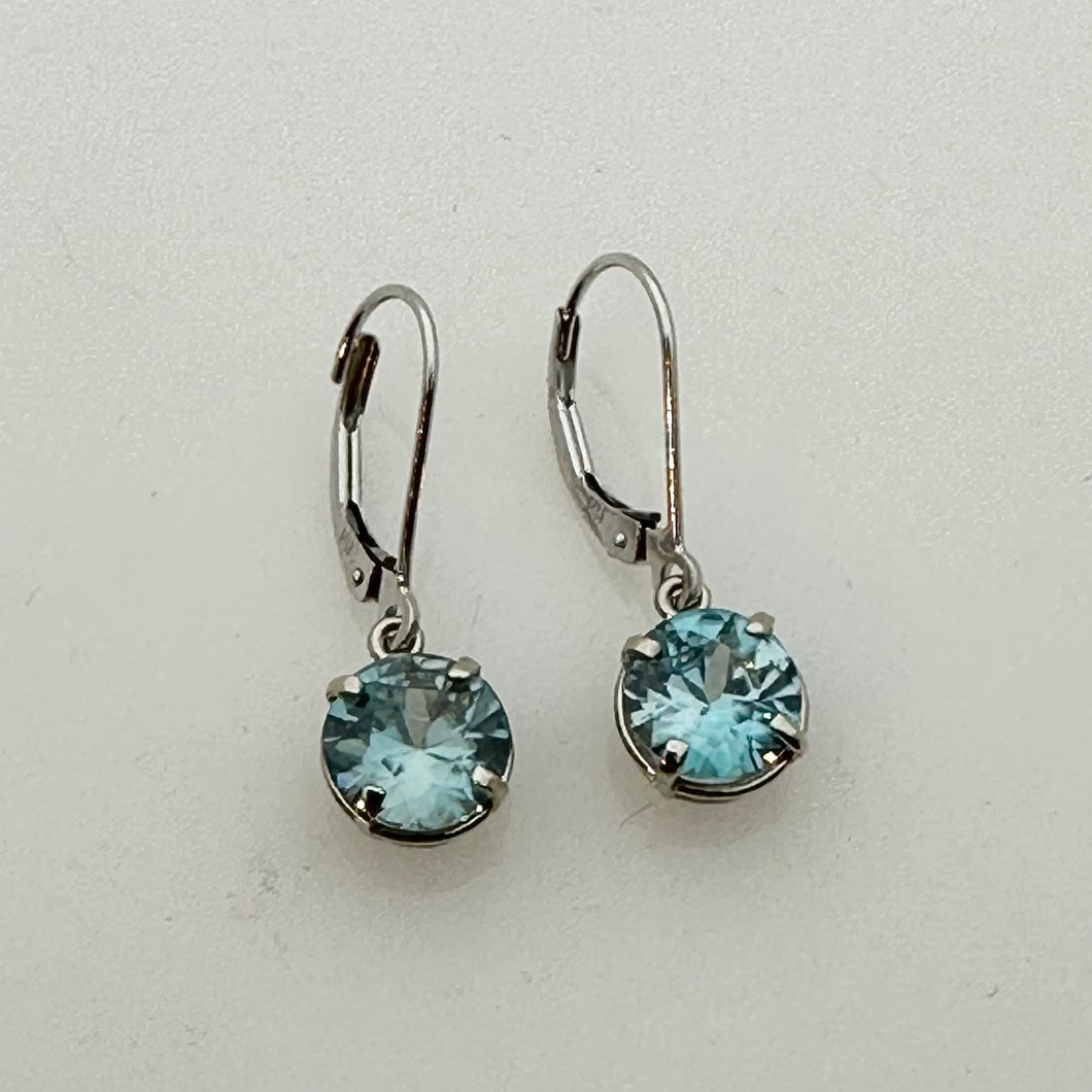 Blue Zircon white gold earrings