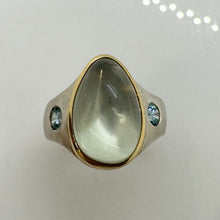Load image into Gallery viewer, MOONSTONE AND ZIRCON RING 18K GOLD SS
